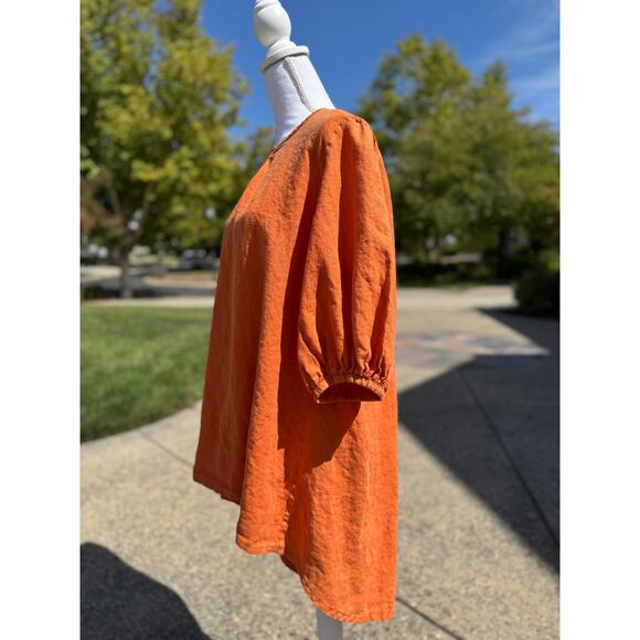 MSRP $180 Bryn Walker 100% Linen High Low Puff Sleeved Dress Size L QUICK SHIP - Picture 8 of 11